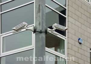 Typical CCTV camera installation using full sized housings